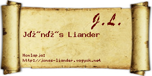 Jónás Liander névjegykártya